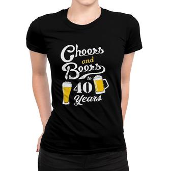 Womens Cheers And Beers To 40 Years - Funny 40Th Birthday V-Neck Women T-shirt | Mazezy