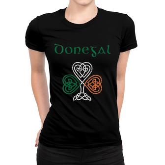 Womens County Donegal Shamrock Ireland Flag Craic And Ceol V-Neck Women T-shirt | Mazezy
