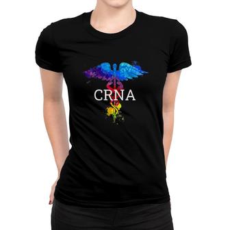 Womens Crna Gift Certified Registered Nurse Anesthetist Caduceus V-Neck Women T-shirt | Mazezy