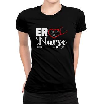 Womens Er Nurse Emergency Room Nursing Rn Heartbeat Gift Women T-shirt | Mazezy