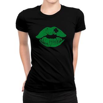 Womens Green Irish Lips Kiss Clover StPatrick's Day Top Shamrock Tank Top Women T-shirt | Mazezy