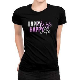 Womens Happy Wife Happy Life For A Mother Or Husband Gift Women T-shirt | Mazezy
