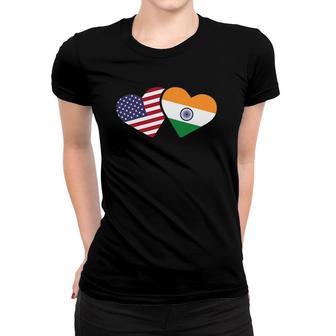 Womens India Usa Flag Heart Indian American Love Women T-shirt | Mazezy