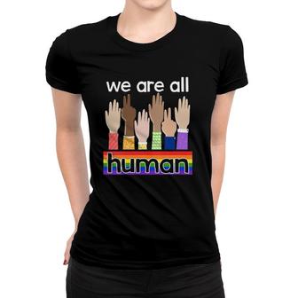 Womens Lgbtq We Are All Human V-Neck Women T-shirt | Mazezy