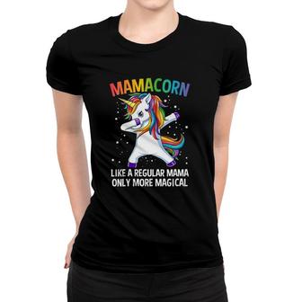 Womens Mamacorn Dabbing Unicorn Mama Funny Mother's Day Women T-shirt | Mazezy