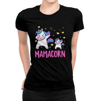 Womens Mamacorn Mom And Baby Funny Dabbing Unicorn Mommy Mother V-Neck Women T-shirt | Mazezy