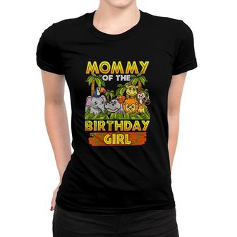 Womens Mommy Of The Birthday Girl Safari Zoo Wild Animal Party V-Neck Women T-shirt - Thegiftio UK