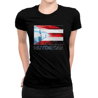 Womens Nuyorican Flag Puerto Rico Flag Gift New York Puerto Rican V-Neck Women T-shirt | Mazezy