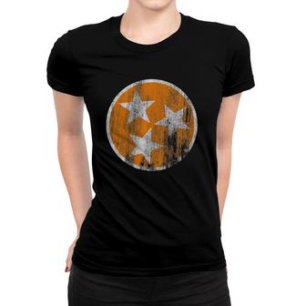Womens Orange Tennessee Flag Volunteer State Stars Vintage Women T-shirt | Mazezy