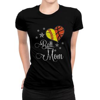 Womens Proud Softball Basketball Mom Ball Mother's Day Women T-shirt | Mazezy