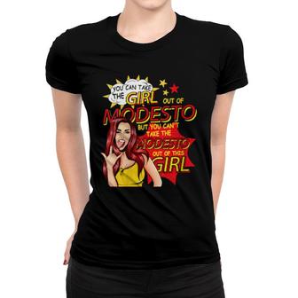 Womens Retro Girl From Modesto Comic Style Modesto Girl Women T-shirt | Mazezy