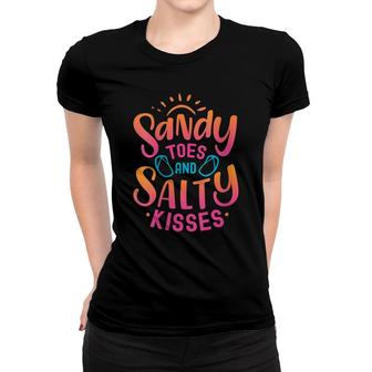 Womens Sandy Toes Salty Kisses Summer Spring Break Girls Trip Women T-shirt - Thegiftio UK