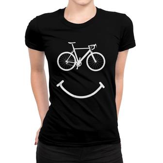 Womens Smiley Funny Mtb Mountain Cycling Smile Face Bicycle Biker Women T-shirt | Mazezy