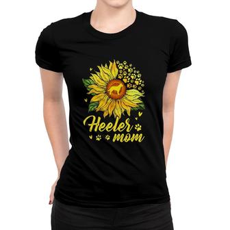 Womens Sunflower Heeler Mom Dog Lover Gift Women T-shirt | Mazezy