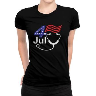 Womens Women's 4Th July American Nurses Us Independence Day Women T-shirt | Mazezy