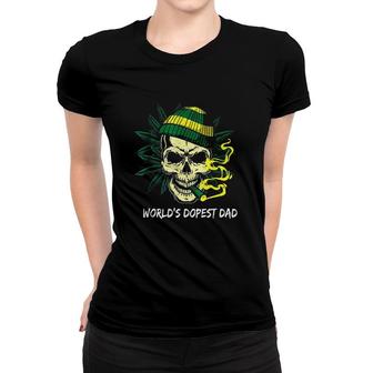 Worlds Dopest Dad Skull Weed Cannabis Fun Fathers Day Bones Women T-shirt - Seseable