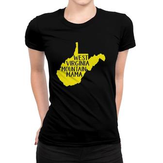 Wv Mountain Mama Blue And Gold Crew Neck Women T-shirt | Mazezy