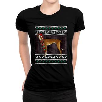 Xmas Ibizan Hound Dog Santa Hat Ugly Christmas Women T-shirt | Mazezy