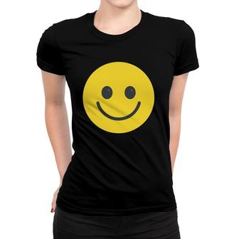 Yellow Smiling Face Retro Happy Vintage 90'S Party Women T-shirt | Mazezy