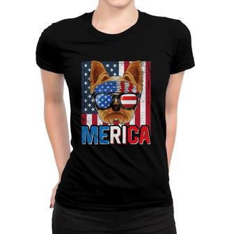 Yorkshire Terrier Merica 4Th Of July Yorkie American Puppy Women T-shirt | Mazezy CA