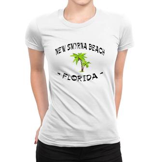 2 Sided Tropical New Smyrna Beach Florida Vacation Women T-shirt | Mazezy