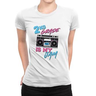 2Nd Grade Is My Jam Vintage 80S Boombox Teacher Student Women T-shirt | Mazezy