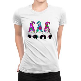 3 Hippie Gnomes Daisy Flower Hat Retro Peace Groovy Women T-shirt | Mazezy