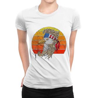 4th Of July Bald Eagle With Mullet American Usa Flag Women T-shirt | Mazezy
