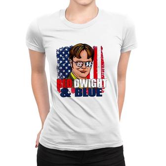 4Th Of July Merica Red - Dwights And Blue American Flag Women T-shirt | Mazezy
