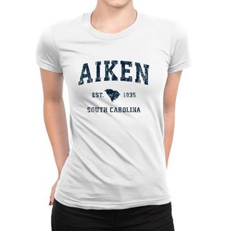 Aiken South Carolina Sc Vintage Sports Design Navy Print Women T-shirt | Mazezy