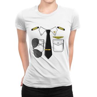 Airplane Airline Pilot Costume Women T-shirt | Mazezy