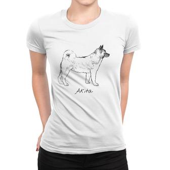 Akita Dog Sketch Dog Lover Gift Women T-shirt | Mazezy
