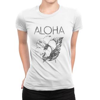Aloha Hawaiian Flower Old School Hawaii Women T-shirt | Mazezy