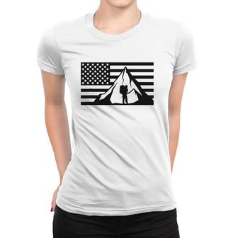 American Flag Outdoor Hiking Apparel Backpacking Hiking Women T-shirt | Mazezy