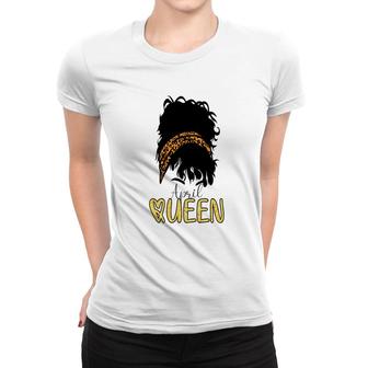 April Women Leopard Messy Bun Hair April Queen Birthday Women T-shirt - Seseable