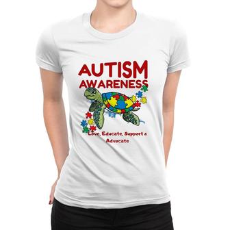 Autism Awareness Turtle Puzzle Mom Kids Teacher Gift Love Women T-shirt | Mazezy
