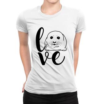 Baby Harp Seal Letter Print Love Women T-shirt | Mazezy