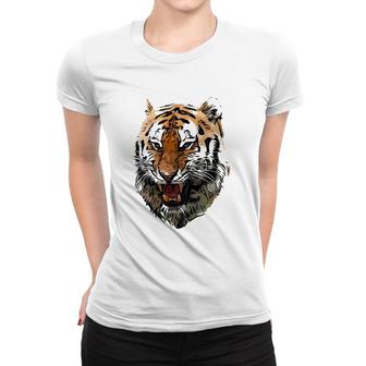 Bengal Tiger Growling For Tiger Lovers Women T-shirt | Mazezy