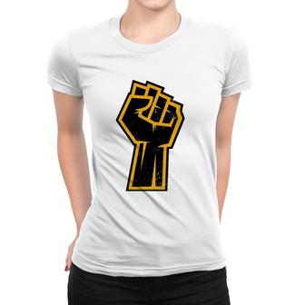 Black History Month African American Golden Protest Fist Women T-shirt | Mazezy