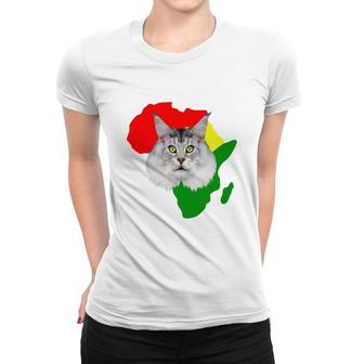 Black History Month African Map Maine Coon Gift For Pet Lovers Proud Black Women T-shirt - Thegiftio