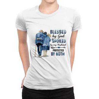 Blessed By God Spoiled By My Husband Wife Christian Women T-shirt - Thegiftio UK