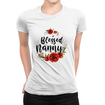 Blessed Nanny Floral Flower Mom Grandma Mother's Day Women T-shirt | Mazezy