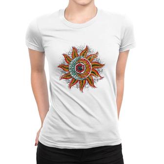 Boho Outer Space Sun Crescent Moon Universe Astronomy Women T-shirt | Mazezy