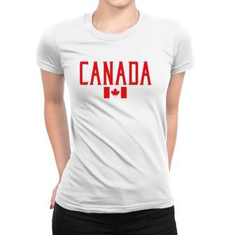 Canada Flag Vintage Red Text Women T-shirt | Mazezy