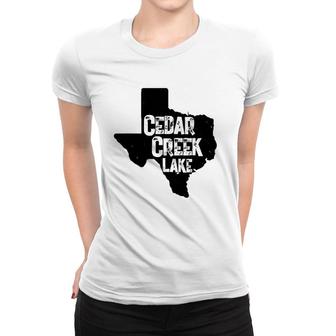 Cedar Creek Lake State Outline Texas Women T-shirt | Mazezy