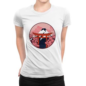 Cherry Blossom Woodblock Japanese Art Japan Women T-shirt | Mazezy