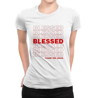 Christian Blessed Thank You Plastic Bag Christians Gift Raglan Baseball Tee Women T-shirt | Mazezy
