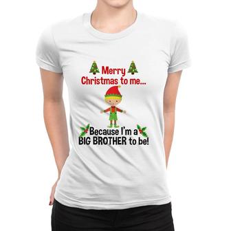 Christmas Big Brother Holiday Pregnancy Announcement Baby Raglan Baseball Tee Women T-shirt | Mazezy