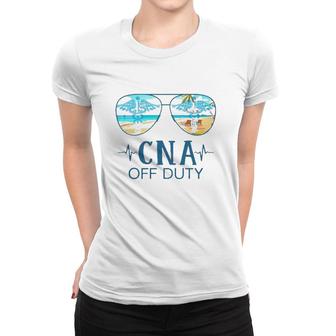 Cna Off Duty Nurse Caduceus Summer Vacation Beach Sunglasses Heartbeat Women T-shirt | Mazezy