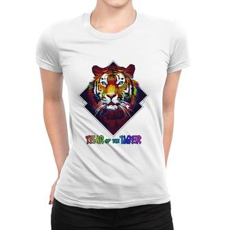 Colorful Tiger Face Cny Happy Lunar New Year Of A Tiger 2022 Ver2 Women T-shirt | Mazezy